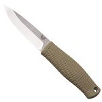 Benchmade - Puukko 200 Fixed Bushcraft Knife Made in USA with Leather Dangler Loop Sheath with Buckle, Drop-Point Blade, Plain Edge, Satin Finish, Rubberized Santoprene Handle