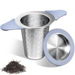 Tea Strainers for Loose Tea,Large Tea Infuser Basket with Heat Proof Double Silicone Handles,Fine Mesh Stainless Steel Tea Strainers & Filters Fits Tea pots & Mugs, Filter Fine Tea Leaves Effec