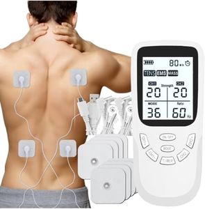 HONGXIAN 3 EN 1 TENS EMS Electrostimulateur Musculaire de Canaux Double pour parfait pour soulager les douleurs et stimuler les Abdominaux, Fesses, Pectoraux, 36 programmes de Massage + 8 électrodes
