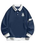 JVX Unisex-Adult Wool Blend Collared Neck Sweatshirt (MSS-04_Blue