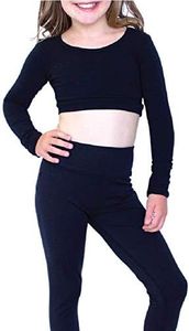 HALFTEE Long Sleeve Layering Tee | Crop Tops for Girls | Black | 10-12