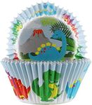 Baked with Love Dinosaur Baking Cases, 50mm Foil Lined Baking Cups, Greaseproof Cupcake Cases for Birthday, Celebration, Party, Pack of 25, Blue, 0686972