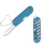 Vehtri Pocket Cutter 6-Bit Screwdriver Multipurpose Cutting Tool, Keychain Adjustable Screwdriver For Travel-Outdoor, Magnetic Driver Combo Bit Storage Set (Mini Edc Tool-Blue)-Stainless Steel