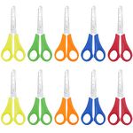 RosewineC 10 Pcs Kids Scissors Children Blunt tip Safety Scissors with CM Scale Preschool Training Scissors Plastic Handle Handmade Scissors for School Office Home Craft Projects