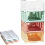 JEYANG Stackable Wardrobe Organizer for Clothes - Multipurpose Foldable Plastic Closet Storage Cupboard for Home Kitchen, Bedroom (Pack of 6, Assorted Colour)