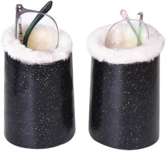 Baitaihem 2 Pack Plush Lined Eyeglasses Holder Stand Protective Glasses Holder For Desks Or Nightstands(Black-N)