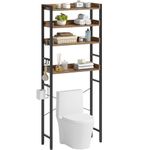 Rolanstar Over The Toilet Storage Rack, 4-Tier Bathroom Space Saver with Adjustable Shelves, Bathroom Organizer for Bathroom, Washroom, Rustic Brown