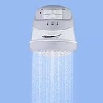 SKCN Electric 5400W 110V Electric Instant Hot Water Shower Head Heater Automatic Instant Three Temperature for Bathroom Shower Heating(not Include Stand), White