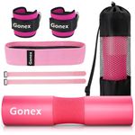 Gonex Barbell Pad Set for Squats Hip Thrusts Upgraded Bar Neck Pads Workout Foam Weightlifting Cushion with 2 Gym Ankle Straps Hip Resistance Band Fits Standard Olympic Bars with a Carry Bag