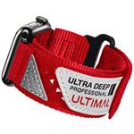 ULTIMAL Sports Strap Compatible with Apple Watch Straps 45mm 44mm 42mm, Soft Nylon Band, Breathable Hollow Out, Hook & Loop Design for iWatch Strap Series 9/8/7/6/5/4/3/2/1/SE Red