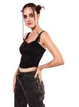 Anvi Be Yourself Women Black Crop Corset top