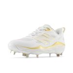 New Balance Women's Fresh Foam X Velo V4 Metal Softball Shoe, White/Gold, 8