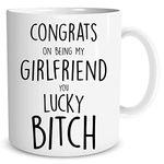 Congrats On Being My Girlfriend Funny Mugs Rude Lesbian LGBT Birthday Gift Lucky Bitch Gift for Girlfriend Lesbian Lover Lezza Valentine's Gift Novelty Banter Joke Present WSDMUG1715