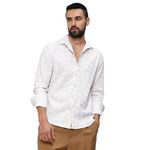 Campus Sutra Men's Ivory White Foil-Creased Shirt for Casual Wear | Spread Collar | Long Sleeve | Button Closure | Shirt Crafted with Comfort Fit for Everyday Wear