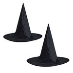MIVAIUN 2 Pcs Witch Hats, Black Pointed Wizard Hat, Dress Up Hats, Witch Costume Accessories Unisex Fancy Dress Carnival Accessories for Halloween Dress Up Costume Party Cosplay (Black)