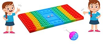 Prime Big Size Pop It Game Toy Silicone Bubble Rainbow 2 Players Chess Board with 2 Dices Push Popping Sound Popper Sensory Toys for Parent Child Pack of 1