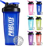 PROELITE Protein Shaker Water Bottle 600ml to 700ml Unisex Mixball Water Diet Shake Mixer Cup 4 Whey Protein Creatine BCAA Weight Gainer (Sky Blue)