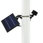 Mini 120X Flag Pole Light Solar Powerd (Warm White LED), Black Finish, Adjustable Metal Strap, 4-Way Solar Panel Rotation for Optimum Sunlight Exposure, Dusk to Dawn Dimmable Waterproof