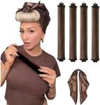 5PCS Heatless Hair Curler, Heatless Curlers Headband with Hook and Kerchief, Hair Curlers No Heat for All Hairs Types, Soft Hair Roller for Sleeping, Heatless Curling Set Overnight Curls (Brown, 5 Pack)