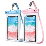 YOSH IPX8 Waterproof Phone Case 2 Pack, Underwater Phone Pouch Dry Bag for Swimming Raining Dustproof for iPhone 16 15 14 13 12 11 Pro XS XR X 8, Samsung S24 S23 S22 S21, Huawei up to 6.8"-Blue&Pink