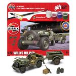 Airfix Hanging Model Car Kits - Willys MB Jeep Model Building Set, 1:32 Scale Model Vehicle Kit for Adults & Kids 8+ - Car Models Military Gifts for Men to Build, Skill Lvl. 1