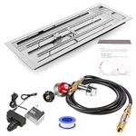 Uniflasy 30" Rectangular Drop-in Fire Pit Pan Kit, Stainless Steel Propane Gas Firepit Pan Kit with H-Shaped Burner, Spark Ignition and Propane Hose Kit for Indoor or Outdoor DIY Drop-in Burner Pan