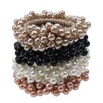 Septreize Alloy Womens Simulated Pearl Elastics Hair Ties Ponytail Holder Bracelets, Pack Of 4 - Ax-Ni7J-L86H (Multicolor)