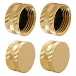 Hooshing 4PCS Brass Garden Hose End Caps 3/4" Female Garden Hose Caps with Washers