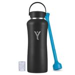 DYLN Alkaline Water Bottle | Portable Hydrogen Water Bottle Creates Hydrogen-Rich Water up to 9.5 pH | Vacuum Insulated Stainless Steel Keeps Water Cold for 24 Hours | 40 oz, Black