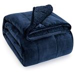 Sivio Sherpa Fleece Weighted Blanket for Adult, 20lbs Heavy Fuzzy Throw Blanket with Soft Plush Flannel, Reversible Full-Size Super Soft Extra Warm Cozy Fluffy Blanket, 60x80 Inch Dual Sided Navy Blue