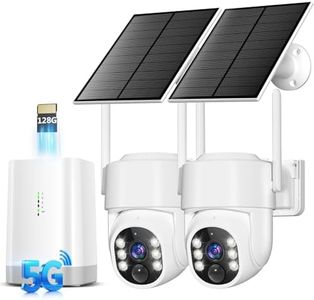 Security Cameras Wireless Outdoor 5G& 2.4G, No Subscription, 2 Cam-Kit,4MP Solar Powered Home Security Cameras System With 360°PTZ,128GB Local Storage,Color Night Vision WiFi Cameras for Home Security
