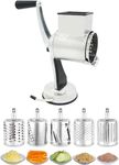 Sevia Stainless Steel Cheese Grater Rotary Chopper - Master FENG 5 Blades Included Kitchen Vegetable Shredder Salad Slicer, Multi-Use Hand Cutter Graters for Nut, Potato