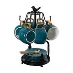 Coffee Mug Cup Holder Rack Tree Stand for Counter,Mug Holders Countertop Organizer Holders for 6 Mugs Cups,Black Metal Coffee Mug Tree Stand Tea Cup Storage Rack with 6 Hooks for Bar Accessory Kitchen