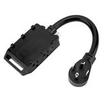 A2 Energy Dryer to Household Adaptor NEMA 14-30P to 4X NEMA 5-15R 5-20R 1.5 FT Adapter Cord with Circuit Breaker - Converts 30 Amp Dryer Outlet to Household Plugs (18 Inch) - Black