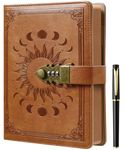 ZXHQ Lockable Diary for Women & Men,Secret Diary for Girls, Refillable Leather Journal Writing Notebook, Size A5(8.5 × 5.9 Inch) SandyBrown