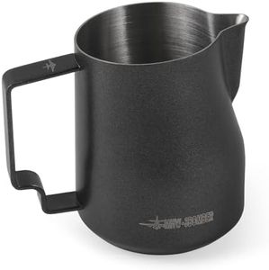 MHW-3BOMBER Milk Frothing Pitcher 12oz Milk Frother Cup Espresso Steaming Pitcher Stainless Steel Milk Frother Cup Barista Latte Art Round Spout Milk Jug, Black P6007MB