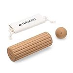 Navaris Cork Massage Roller Ball Set (2 Pieces) - Includes Cork Roller 30cm and Cork Massage Ball 8cm - Rollers for Back and Muscles