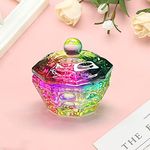 Glass Dappen Dish with Lid for Acrylic Nails Crystal Rainbow Acrylic Liquid Powder Glass Cup Nail Liquid Glassware Bowl Octagon (YSHJB007)