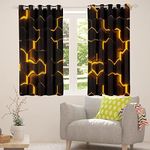 Feelyou Honeycomb Window Curtains Yellow and Brown Neon Lights Curtains Geometric Hexagon Window Drapes Treatments for Kids Boys Girls Bedroom Decor Black 52W X 84L,2 Panels