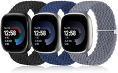 Ouwegaga Compatible with Fitbit Sense 2/Fitbit Sense/Fitbit Versa 4/Fitbit Versa 3 Bands for Women Men, Soft Stretchy Nylon Braided Sport Watch Strap for Versa 4/Versa 3/Sense 2/Sense Smartwatch