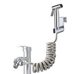 Bidet Hand Shower Set, Premium Brushed Stainless Steel, Baby Cloth Nappy Spray Kit - with Tap Dispenser, 59 Inch Spring Loop and Hook Toilet for Toilet, Personal Hygiene and Nappy Cleaning