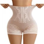 CHACKO Women's High Waisted Briefs Seamless Lace Panties_Beige,Large