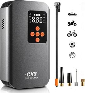 CXY 7500mah Compressore Aria Portatile Auto, Elettrico Pompa Elettrica per Bicicletta, Mini Compressore Pneumatici per Auto Ricaricabili con 4 Ugelli Diversi per Auto, Moto, Biciclette e Palloni