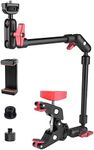 Magic Arm Camera Mount Super Clamp, 22inch Mic Boom Arm Camera Clamp Mount with Phone Holder and 3/8" 5/8" Screw Adapters, Articulating Arm for Microphone, Webcam, Phone, LED Light, Tripod, Rig, Desk