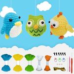 AKOFIC Crochet Kit for Beginners - Crochet Animal Kit with Step-by-Step Video Tutorials, Learn to Crochet Kit for Adults Kids, Complete Crochet Starter Kit, DIY Craft Supplies, Penguin & Owl & Bird