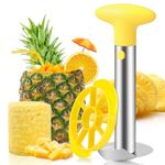 CUNSENR Premium Pineapple Corer and Slicer Tool - Pineapple Cutter with Sharp Serrated Tips - Easy to Use & Clean - Stainless Steel Core Remover for Pineapple - Slice and Core Fruits with Ease(Yellow)