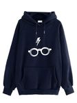 The SV Style Unisex Cotton Hooded Neck Hoodie (SV=glasses and scar harry potter_NAVYBLUE_L)