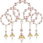 (Pink Gold) - 30 Pieces Baptism Rosary Acrylic Rosary Beads Mini Rosaries with Angel for The First Communion Baptism Party Favours (Pink Gold)