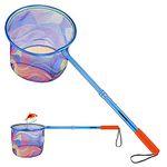 ODDSPRO Kids Fishing Net with Carbon Fiber Telescopic Pole Handle - Lightweight Aluminum Alloy Ring and Polyester Fibers Landing Net for Catch and Release or Butterfly Net