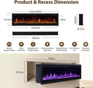 INMOZATA 3-in-1 Electric Fireplace Heater – Freestanding with Remote